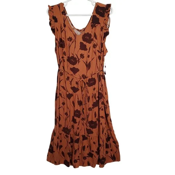 Simply Vera Wang NWT Sz 2X Dress Rayon Linen Tiered Ruffle Skirt Lined Maxi Full - Picture 2 of 16